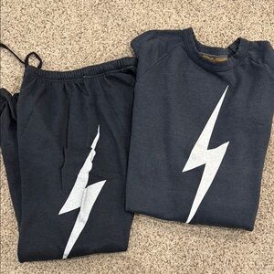 Aviator Nation Lightning Boly Crew Pullover and Pants Navy M